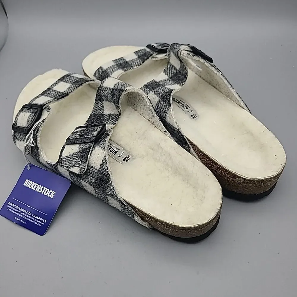 Birkenstock Arizona  Genuine Shearling Lined Sandal Plaid EU 43 US Mens 10 New